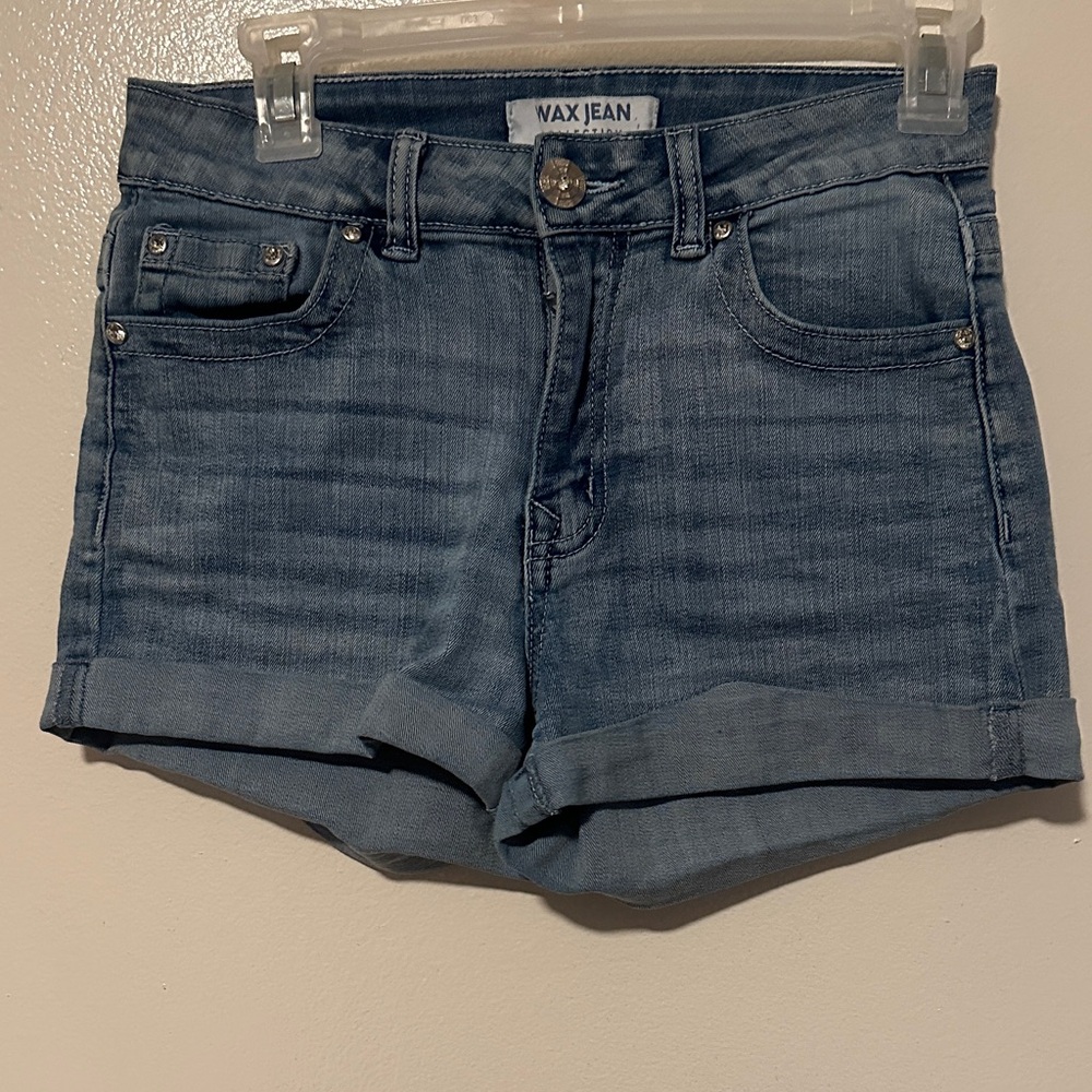 Wax Jean Light Blue Cuffed Denim Shorts